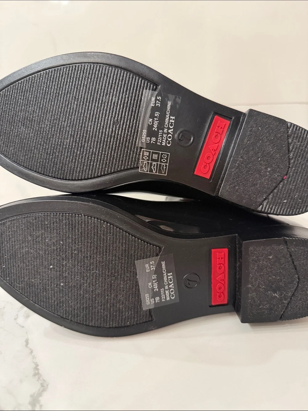 NWOT Coach Rivington Rubber Rain Boots Black Red Knit Logo Trim Size 7